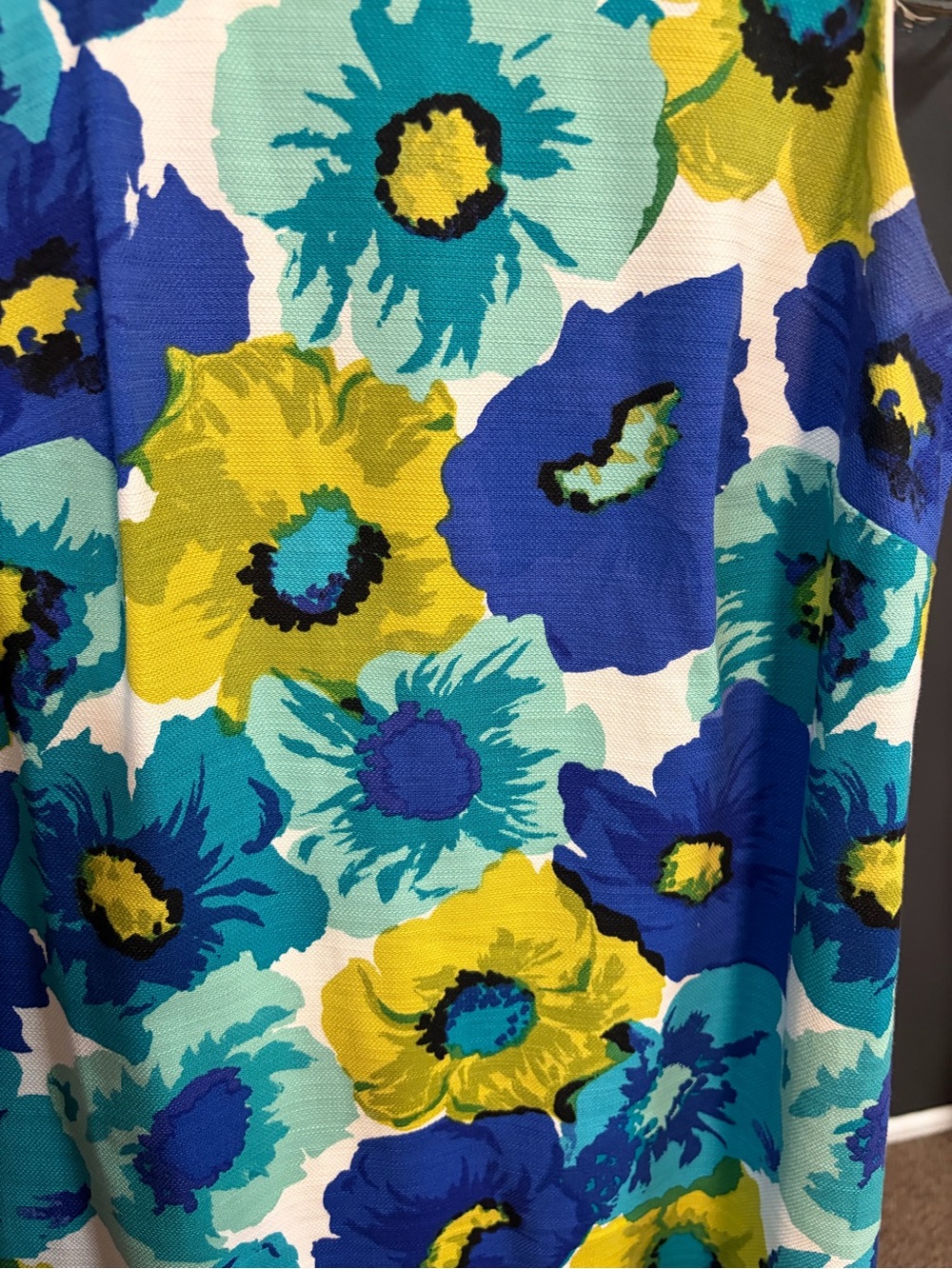 LOFT Blue, Teal & Yellow Floral Sleeveless Dress - Picture 2 of 5